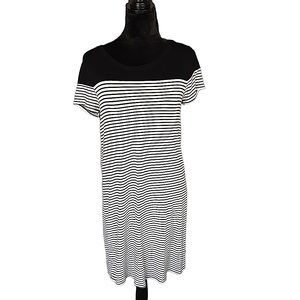 Maurices Black And White Short Sleeve T Shirt Dress